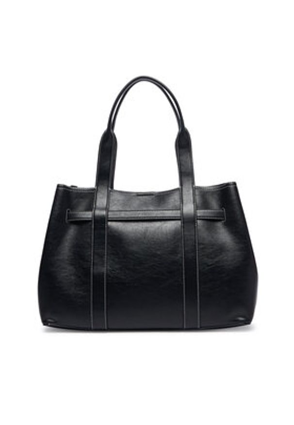 Calvin Klein Torebka Buckle Medium Work Tote LV04F3549G Czarny. Kolor: czarny. Materiał: skórzane