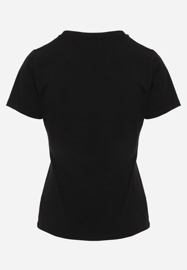 Renee - Czarny T-shirt z Bawełny z Okrągłym Dekoltem Nedima. Okazja: na co dzień. Kolor: czarny. Materiał: bawełna. Styl: klasyczny, casual