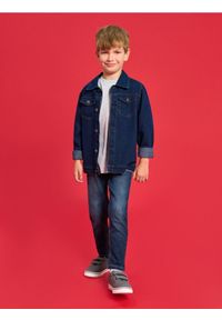 Sinsay - Spodnie jeansowe slim fit - granatowy. Kolor: niebieski. Materiał: jeans