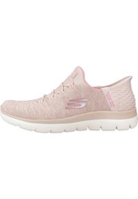 skechers - Damskie SUMMITS DAZZLING HAZE Slip-On Różowy. Zapięcie: bez zapięcia. Kolor: różowy. Materiał: materiał. Szerokość cholewki: normalna. Wzór: melanż