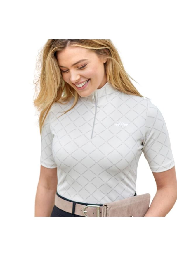 HV POLO - Damska koszulka do jazdy konnej HV Polo Jessy. Typ kołnierza: polo. Kolor: wielokolorowy, biały, beżowy. Długość rękawa: długi rękaw