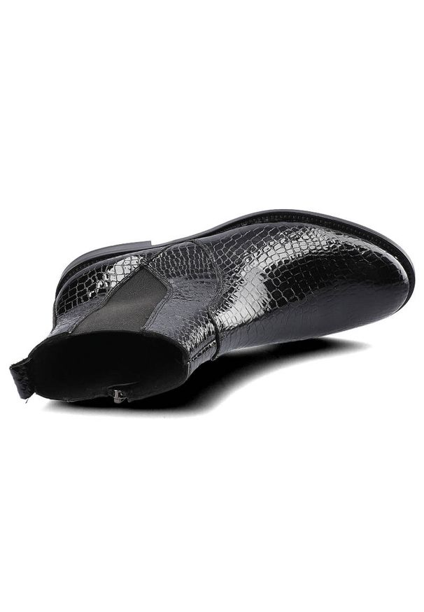Czarne Botki Damskie Dwunasty Shoes Jesienne Buty. Okazja: na co dzień. Kolor: czarny. Materiał: lakier, skóra. Sezon: jesień. Styl: casual