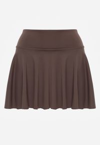 Renee - Brązowe Elastyczne Spódnico-Spodenki Tenisowe High Waist Eidice. Okazja: na co dzień. Stan: podwyższony. Kolor: brązowy. Styl: elegancki, street, sportowy, casual #4