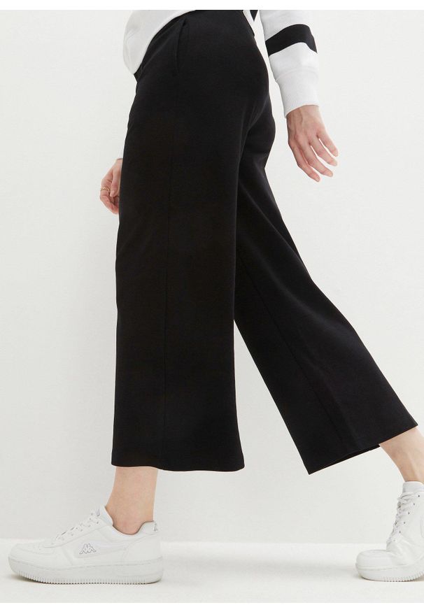 bonprix - Spodnie culotte z czystej bawełny organicznej. Kolor: czarny. Materiał: bawełna