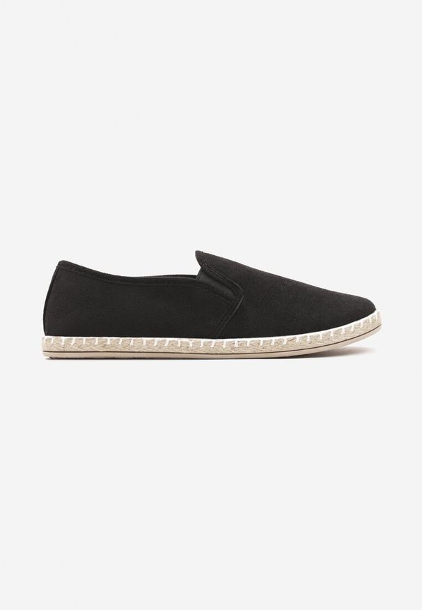 Renee - Czarne Wsuwane Tenisówki Espadryle z Plecioną Podeszwą Elladia. Zapięcie: bez zapięcia. Kolor: czarny. Sezon: lato