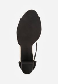 Renee - Czarne Sandały na Słupku z Paskiem T-Strap i Wkładką ze Skóry Naturalnej Iphala. Zapięcie: pasek. Kolor: czarny. Materiał: skóra. Obcas: na słupku. Styl: elegancki, klasyczny. Wysokość obcasa: średni #2