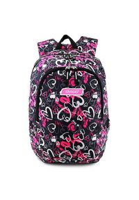 Target Plecak docelowy dla studentów, Różowo-czarne z sercami. Kolor: czarny, różowy, wielokolorowy. Styl: młodzieżowy #1