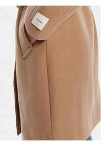Calvin Klein Płaszcz wełniany LV044D557G Beżowy Regular Fit. Kolor: beżowy. Materiał: wełna