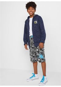 bonprix - Bermudy dresowe z czystej bawełny organicznej. Kolor: czarny. Materiał: bawełna, dresówka. Wzór: nadruk #2