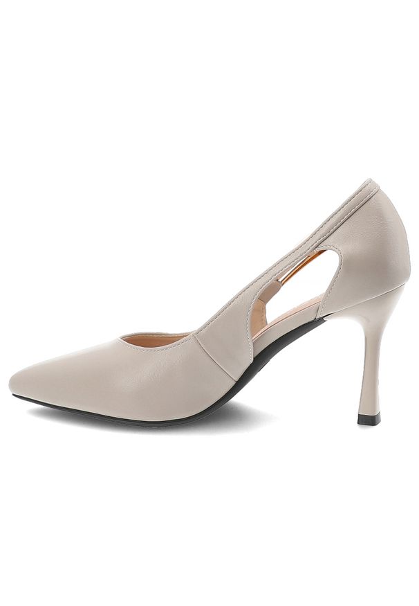 Czółenka damskie Vinceza, cholewka ze skóry ekologicznej o gładkim wykończeniu elegancki fason z wycięciem po boku, szare, 62288. Okazja: na spotkanie biznesowe. Zapięcie: pasek. Kolor: szary. Szerokość cholewki: normalna. Wzór: gładki. Materiał: skóra ekologiczna. Obcas: na obcasie. Styl: elegancki. Wysokość obcasa: średni