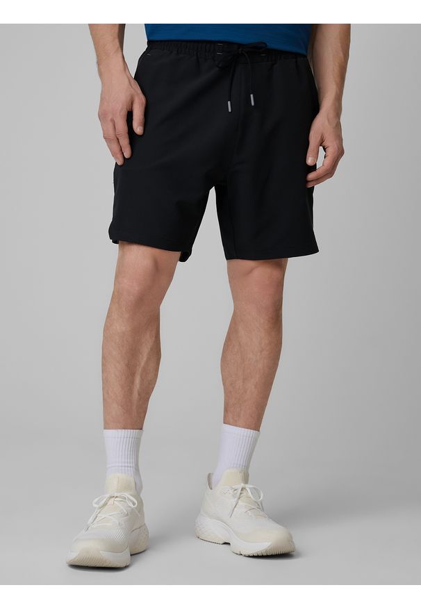 4f - 4F Spodenki treningowe szybkoschnące męskie - czarne L. Kolor: czarny. Materiał: skóra, tkanina. Sport: fitness