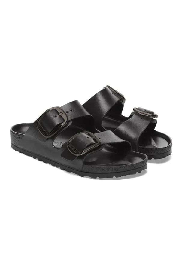 Birkenstock - BIRKENSTOCK Arizona Big Buckle EVA Black Klapki damskie. Okazja: na spacer, na plażę, na co dzień. Kolor: czarny. Materiał: materiał. Wzór: jednolity, motyw zwierzęcy. Sezon: lato. Styl: casual, elegancki