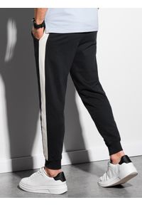 Ombre Clothing - Spodnie męskie dresowe joggery P947 - czarne - XXL. Okazja: na co dzień. Kolor: czarny. Materiał: dresówka. Styl: casual #2