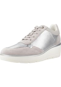 Geox - Kapcie GEOX D ILDE A Szary. Kolor: szary. Materiał: tkanina, skóra. Styl: sportowy
