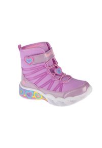 skechers - Buty zimowe dziewczęce, Skechers Sweetheart Lights. Wysokość cholewki: za kostkę. Zapięcie: rzepy. Kolor: różowy. Materiał: tkanina, materiał. Szerokość cholewki: normalna. Sezon: zima #1