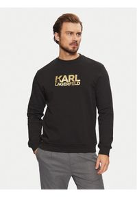 Karl Lagerfeld - KARL LAGERFELD Bluza 705091 551917 Czarny Regular Fit. Typ kołnierza: dekolt w karo. Kolor: czarny. Materiał: bawełna