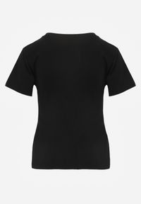 Renee - Czarny Casualowy Bawełniany T-shirt Rivali. Okazja: na co dzień. Kolor: czarny. Materiał: bawełna. Styl: casual #7