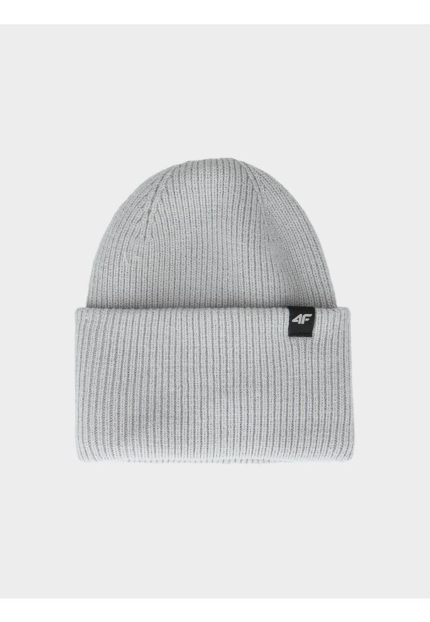 4f - 4F Czapka beanie uniseks - szara Uniwersalny. Kolor: szary. Materiał: syntetyk, materiał. Sezon: zima. Styl: sportowy, klasyczny