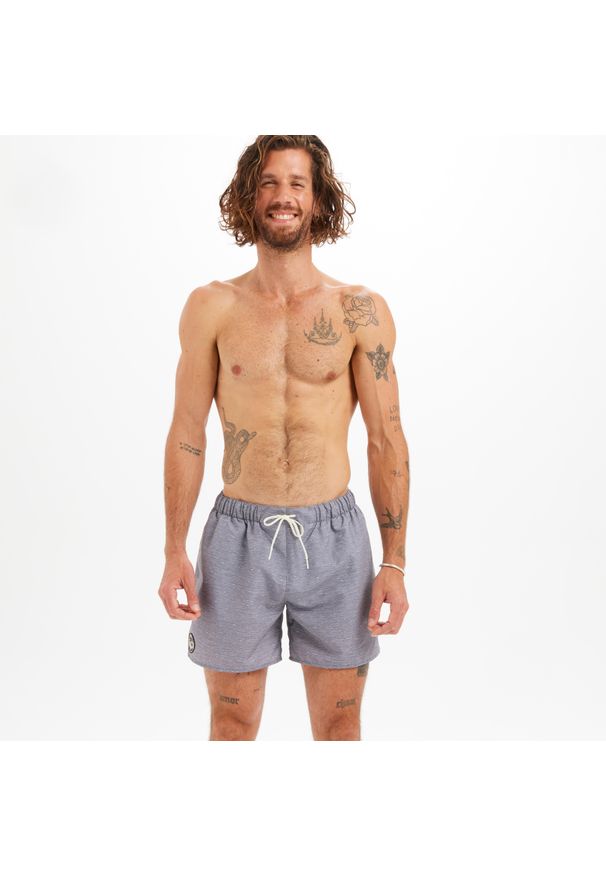 Decathlon - Spodenki surfingowe męskie Olaian 100 Heather 15". Kolor: szary, beżowy, wielokolorowy. Materiał: poliester, materiał. Długość: krótkie. Styl: sportowy