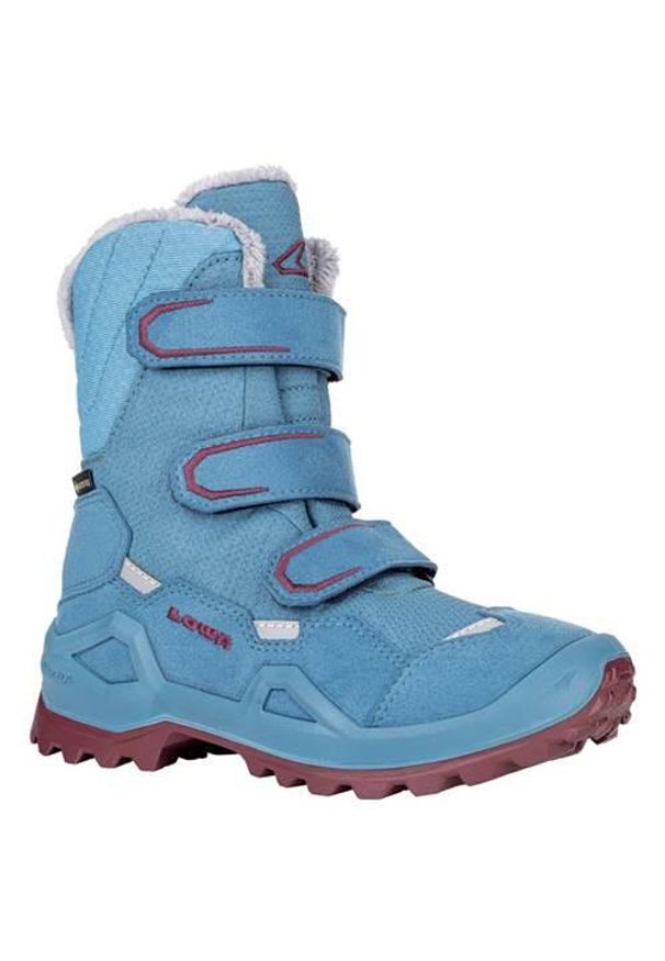 Buty trekkingowe dla dzieci Lowa Milo Evo Gtx. Zapięcie: rzepy. Kolor: niebieski, wielokolorowy. Materiał: tkanina, syntetyk, materiał. Szerokość cholewki: normalna