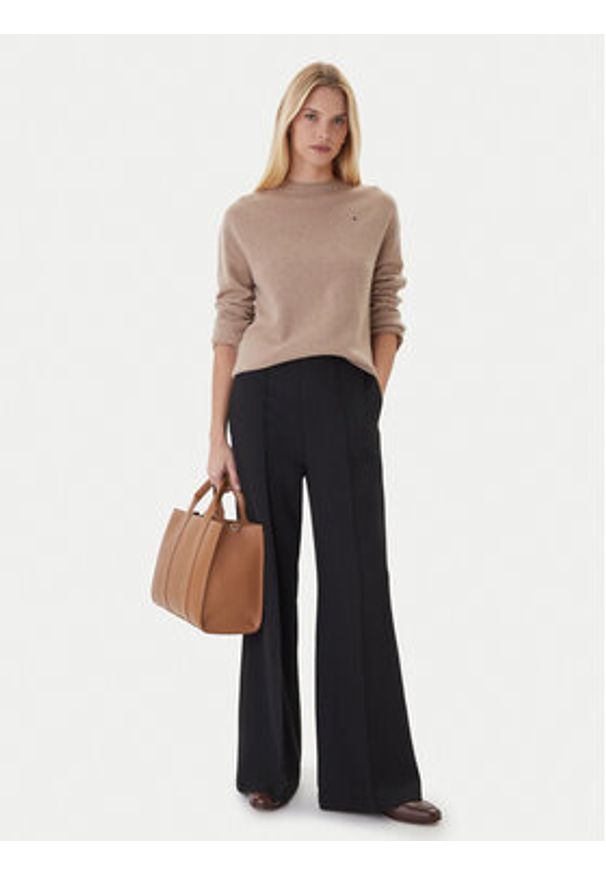 TOMMY HILFIGER - Tommy Hilfiger Sweter WW0WW46438 Beżowy Regular Fit. Kolor: beżowy. Materiał: wełna