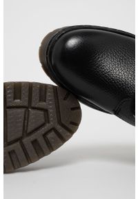 Guess Workery skórzane damskie kolor czarny na płaskim obcasie. Nosek buta: okrągły. Kolor: czarny. Materiał: skóra. Obcas: na obcasie. Wysokość obcasa: niski #4