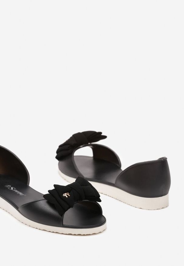 Renee - Czarne Balerinki Meliski z Materiałową Kokardką w Pasującym Kolorze Anirtepa. Kolor: czarny. Materiał: materiał. Styl: elegancki