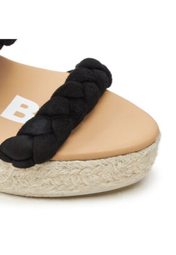 Manebi Espadryle Hamptons Two Braided Bands Wedge Espadrilles K 1.0 WE Czarny. Kolor: czarny. Materiał: skóra, zamsz