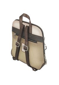 Plecak damski Anekke, z dekoracyjnym nadrukiem i metalowym logo zapinany na zamek z wygodną rączką regulowanymi szelkami oraz ozdobnym brelokiem, beż. Kolor: beżowy. Wzór: nadruk. Styl: casual, elegancki, klasyczny #7