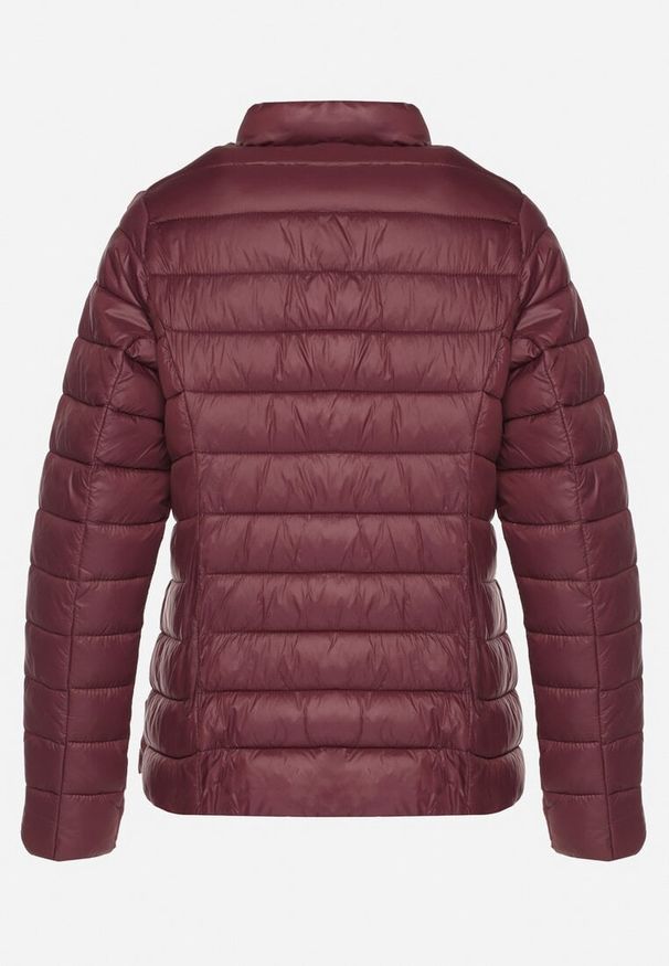 Born2be - Bordowa Pikowana Kurtka w Klasycznym Stylu Nelaniel. Okazja: na co dzień. Kolor: czerwony. Materiał: jeans. Styl: klasyczny