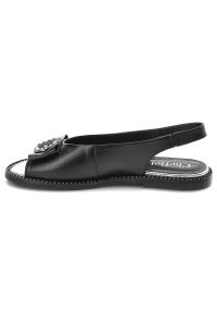 CheBello - Czarne Sandały Chebello Wsuwane Stylowe Obuwie Damskie. Zapięcie: bez zapięcia. Kolor: czarny. Materiał: skóra. Obcas: na płaskiej podeszwie. Styl: elegancki #7