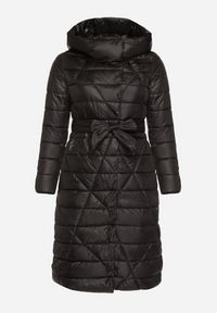 Born2be - Czarna Pikowana Kurtka z Kapturem i Dwustronnym Suwakiem Wiązana w Pasie Tatida. Okazja: na co dzień. Typ kołnierza: kaptur. Kolekcja: plus size. Kolor: czarny. Materiał: jeans. Styl: casual, elegancki, klasyczny #6