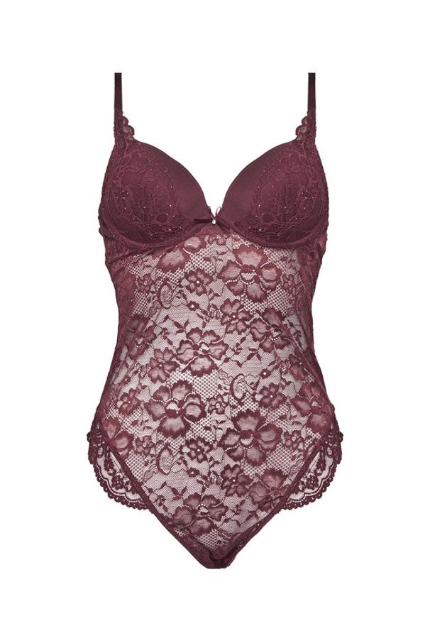 Hunkemöller Body Isadora 302441 Bordowy. Kolor: czerwony. Materiał: syntetyk