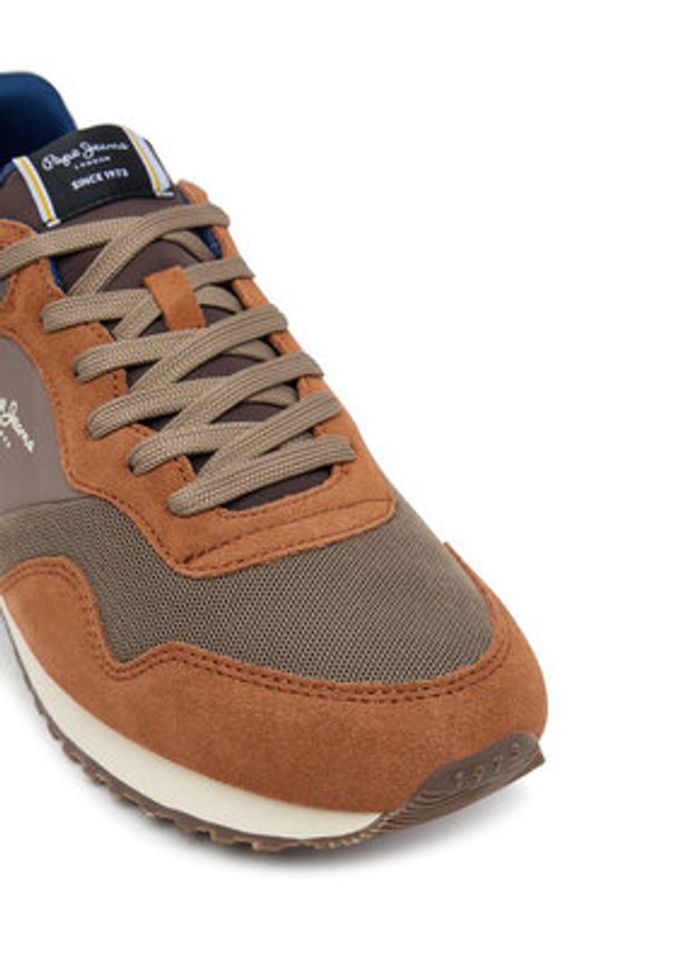 Pepe Jeans Sneakersy London Brick PMS400011 Brązowy. Kolor: brązowy. Materiał: zamsz, skóra