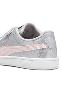 Puma - Dziecięce sneakersy Smash 3.0 Glitz Glam PUMA Glacial Gray Frosty Pink. Okazja: na uczelnię. Kolor: różowy, niebieski, wielokolorowy. Materiał: syntetyk, skóra, materiał. Szerokość cholewki: normalna. Sport: joga i pilates