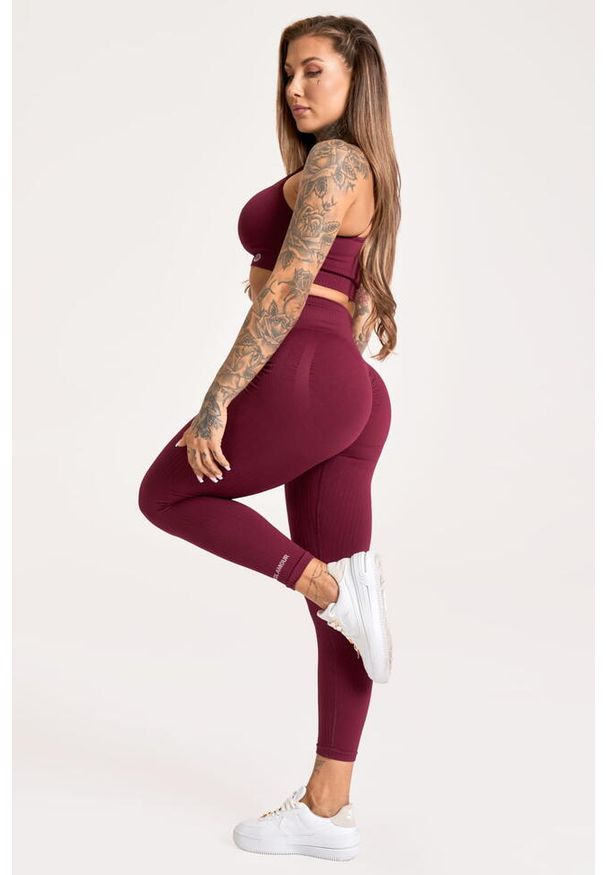 GYM GLAMOUR - Legginsy fitness damskie Gym Glamour push up 2.0. Kolor: czerwony. Sport: fitness