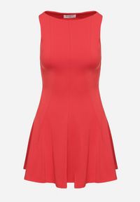 Born2be - Czerwona Sukienka z Wiskozą o Rozkloszowanym Kroju Bez Rękawów Nalomira. Okazja: na co dzień. Kolor: czerwony. Materiał: wiskoza. Długość rękawa: bez rękawów. Styl: klasyczny, casual, elegancki #3