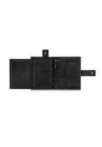 Ochnik - Czarny rozkładany portfel męski. Kolor: czarny. Materiał: nylon #6