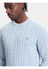 TOMMY HILFIGER - Tommy Hilfiger Sweter Classic MW0MW39524 Błękitny Regular Fit. Kolor: niebieski. Materiał: bawełna