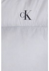 Calvin Klein Jeans Kurtka puchowa damska kolor szary zimowa oversize. Kolor: szary. Materiał: puch. Wzór: gładki. Sezon: zima