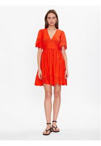 TwinSet - TWINSET Sukienka letnia 231TT2301 Pomarańczowy Regular Fit. Kolor: pomarańczowy. Materiał: bawełna. Sezon: lato