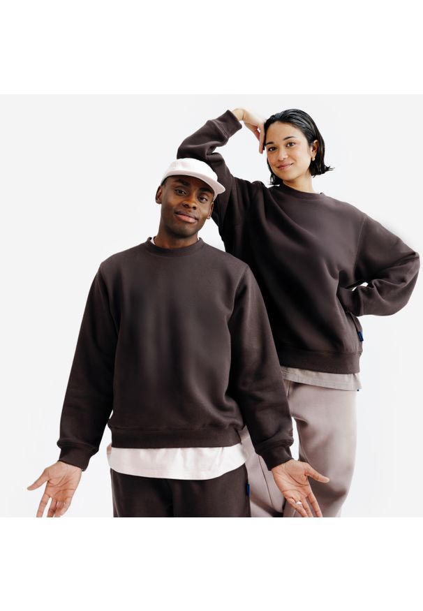 Decathlon - Bluza z okrągłym dekoltem unisex Elementals. Kolor: brązowy. Materiał: poliester, elastan, tkanina, prążkowany, bawełna, materiał