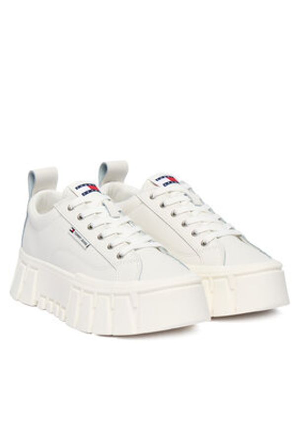 Tommy Jeans Sneakersy Tjw Vulc Flatform Leather EN0EN03008 Biały. Kolor: biały. Materiał: skóra