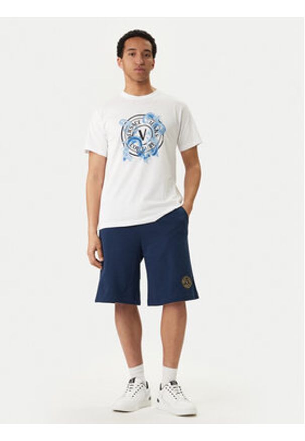 Versace Jeans Couture T-Shirt 80GAHE01 CJ00E Biały Regular Fit. Kolor: biały. Materiał: bawełna