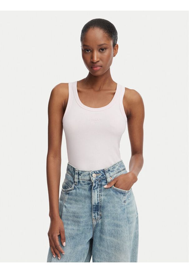 Hugo - HUGO Top Damatank 50572293 Różowy jasny Slim Fit. Kolor: różowy. Materiał: bawełna