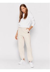Tommy Jeans Bluza Fleece Hoodie DW0DW09228 Biały Regular Fit. Kolor: biały. Materiał: bawełna, syntetyk