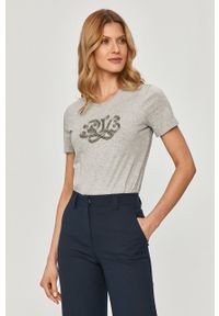 Lauren Ralph Lauren - T-shirt 200817012001. Okazja: na co dzień. Kolor: szary. Wzór: aplikacja. Styl: casual #1