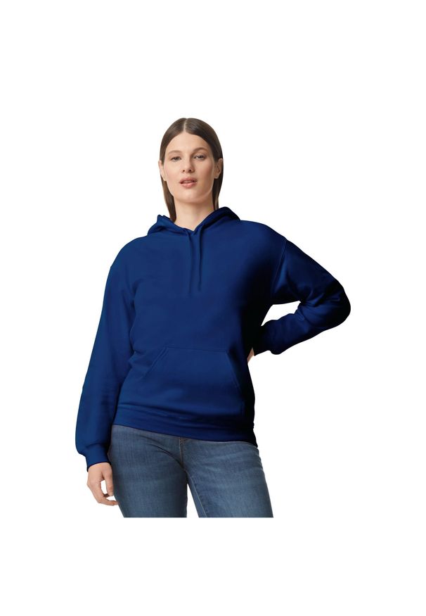 GILDAN - Bluza Z Kapturem Dla Dorosłych Unisex Softstyle Fleece Midweight. Typ kołnierza: kaptur. Kolor: niebieski. Materiał: poliester, bawełna