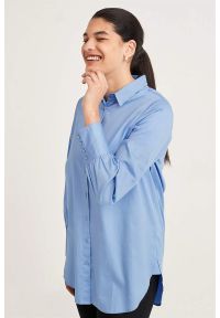 Cellbes - Długa koszula ze satyny bawełnianej. Kolor: niebieski. Materiał: satyna, bawełna. Długość rękawa: długi rękaw. Długość: długie #1