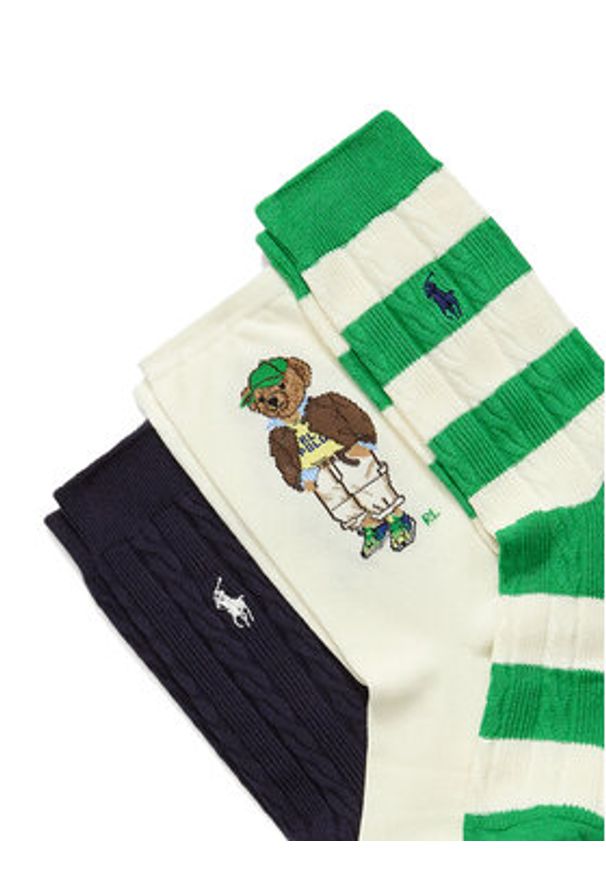 Polo Ralph Lauren Zestaw 3 par wysokich skarpet damskich 455982947001 Kolorowy. Materiał: materiał, bawełna. Wzór: kolorowy